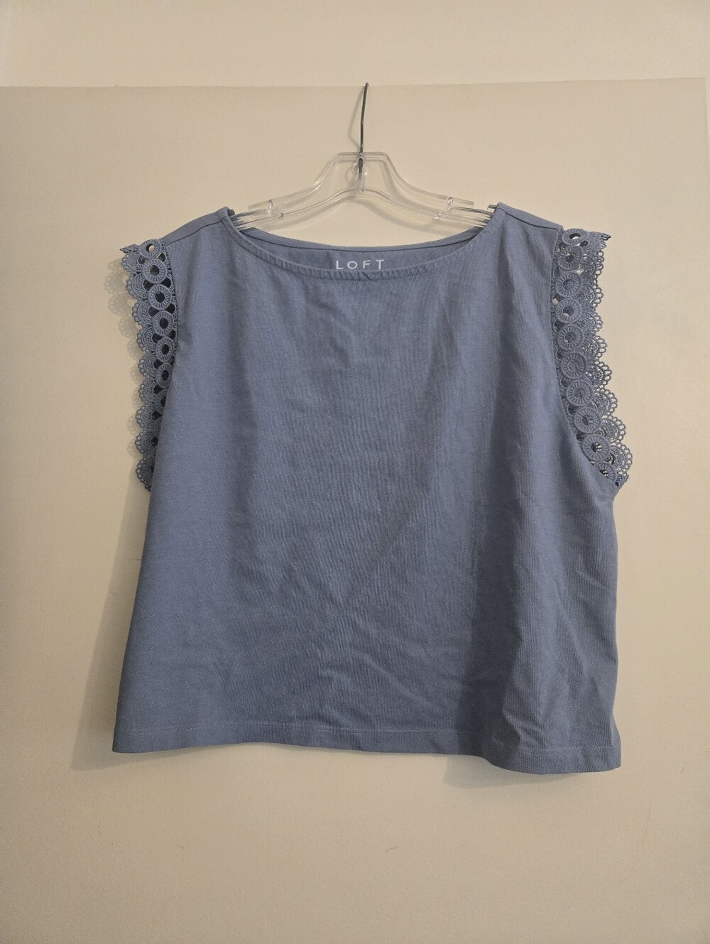 LOFT Light Blue Eyelet Sleeve Top. NEVER WORN